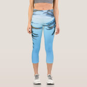 Leggings Capri Vibes d'été Palm Tree Feuilles Pale Green (Recto)