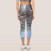 Leggings Capri Vibes d'été Palm Tree Feuilles Pale Green (Verso)