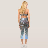 Leggings Capri Vibes d'été Palm Tree Feuilles Pale Green (Verso)