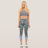 Leggings Capri Vibes d'été Palm Tree Feuilles Pale Green (Recto)