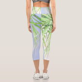 Leggings Capri Vibes d'été Palm Tree Feuilles Pale Green Pastel (Verso)
