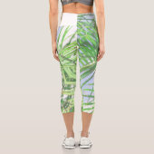 Leggings Capri Vibes d'été Palm Tree Feuilles Pale Green Pastel (Verso)