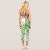 Leggings Capri Vibes d'été Palm Tree Feuilles Pale Green Pastel (Verso)