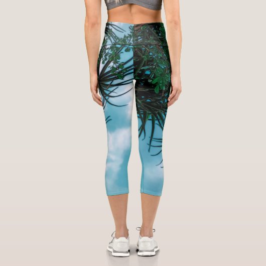 Leggings Capri Vibes été Palm Tree Cactus vert pâle (Verso)
