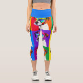Leggings Capri Vibrant Abstrait Jack Russell Chien Pop Art (Recto)