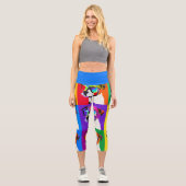 Leggings Capri Vibrant Abstrait Jack Russell Chien Pop Art (Recto)