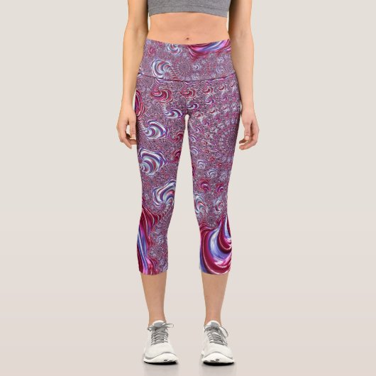 Leggings Capri Vibrant brillant Super trippy fractionner l'art fr (Recto)