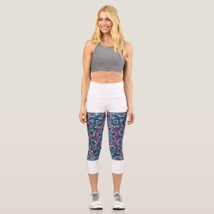 Leggings Capri Vibrant Capris à haut taille en fleur de marguerit