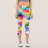 Leggings Capri Vibrant Geometric Color Blocks with Soft Gradient  (Recto)