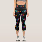 Leggings Capri Vibrant infinity with rainbow butterfly on black (Recto)