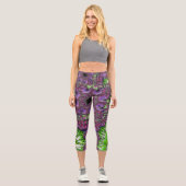 Leggings Capri Vibrant Néon coloré Trippy Super Fractal Art (Recto)