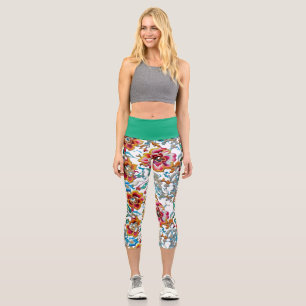 Leggings Capri Vibrant Vintage broderie Motif