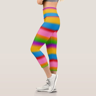 Leggings Capri Vibrantes rayures dégradées arc-en-ciel multicolor