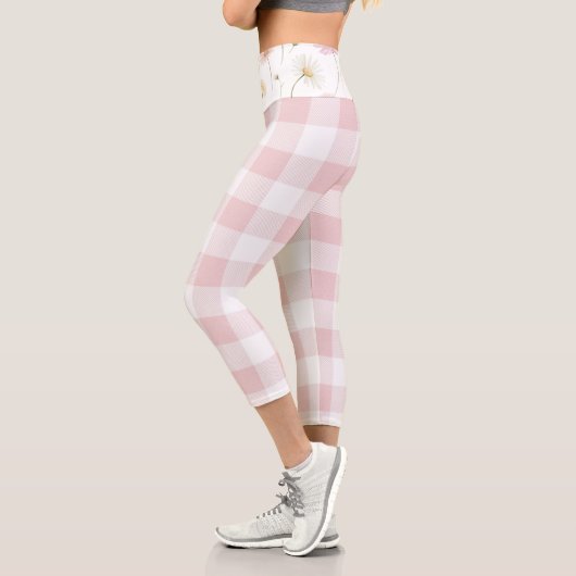 Leggings Capri Vichy rose blanc (Gauche)