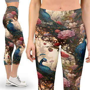 Leggings Capri Victorien vintage Capri de yoga à motif paon
