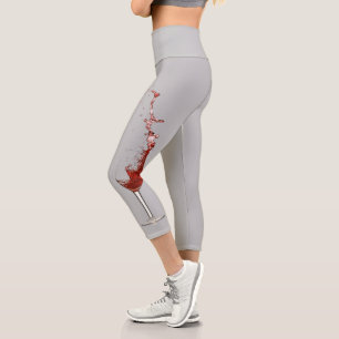 Leggings Capri Vin amusant Lover Rouge Blanc lunettes Splash