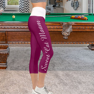 Leggings Capri Vin blanc personnalisé Texte personnalisé do-it-yo