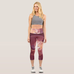 Leggings Capri Vin moderne élégant Abstrait Art fractal rouge