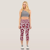 Leggings Capri Vin Motif léopard rouge (Recto)