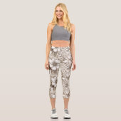 Leggings Capri Vintage Floral Sepia Motif (15) (Recto)