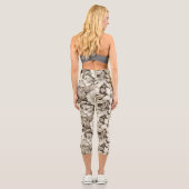 Leggings Capri Vintage Floral Sepia Motif (6) (Verso)