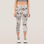Leggings Capri Vintage Newspaper (Recto)