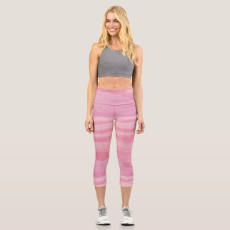 Leggings Capri Vintage Pastel Rose Coastal Stripe