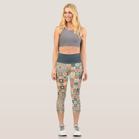 Leggings Capri Vintage, patchwork, paré (Recto)