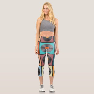 Leggings Capri Vinyl records : retro LP set.