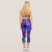 Leggings Capri Violet, bleu moderne Abstrait Fluid Art Cellule de (Verso)
