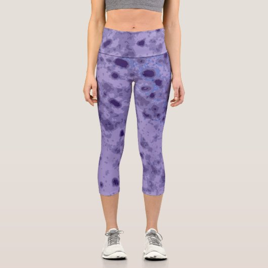 Leggings Capri Violet bleu violet abstrait motif en détresse (Recto)