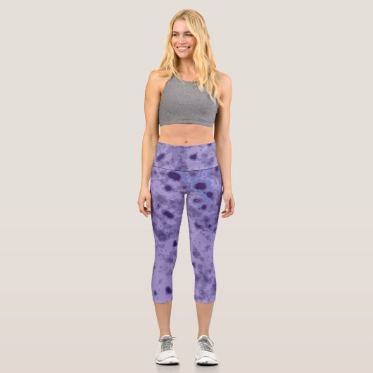 Leggings Capri Violet bleu violet abstrait motif en détresse (Recto)