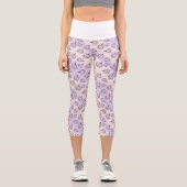 Leggings Capri Violet citrouille mignon chute florale rose violet (Recto)