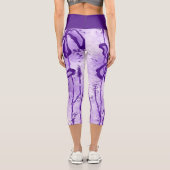 Leggings Capri Violet de fleurs encrées Abstraites (Verso)
