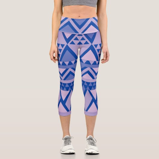 Leggings Capri Violet Motif d'art tribal simple (Recto)