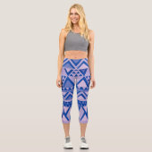 Leggings Capri Violet Motif d'art tribal simple (Recto)
