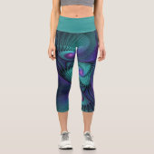 Leggings Capri Violet rencontre Turquoise moderne art fractal abs (Recto)