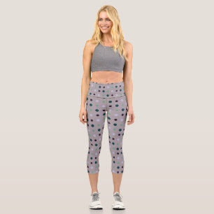Leggings Capri Violet, Turquoise et vert