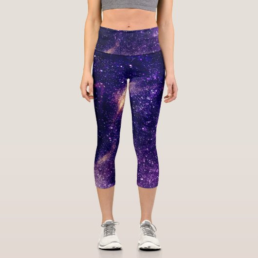 Leggings Capri Violet violet abstraite galaxie univers (Recto)