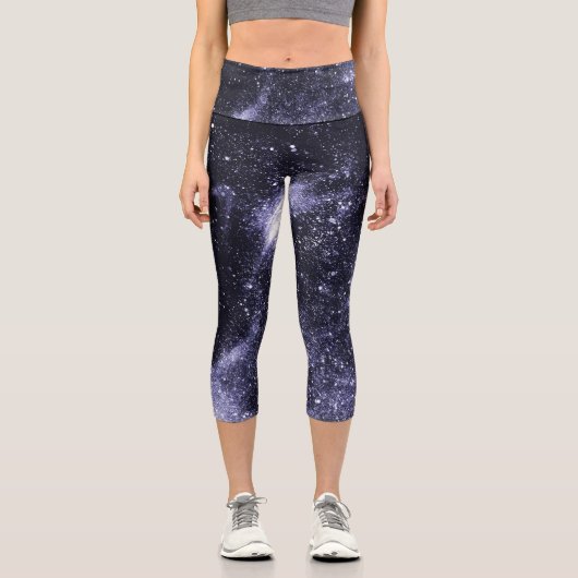 Leggings Capri Violet violet noir galaxie abstraite (Recto)