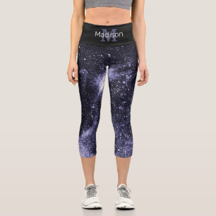 Leggings Capri Violet violet peri noir galaxie abstraite Monogram