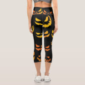 Leggings Capri Visage du Citrouille Jack-o'-lantern (Verso)