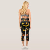 Leggings Capri Visage du Citrouille Jack-o'-lantern (Verso)