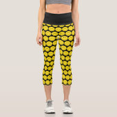 Leggings Capri Visage jaune noir sourire (Recto)
