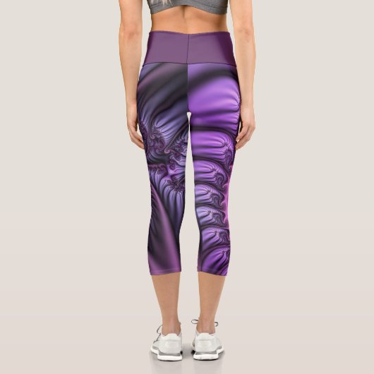 Leggings Capri Vivid Cool Abstrait rose violet Fractal Art Spiral (Verso)