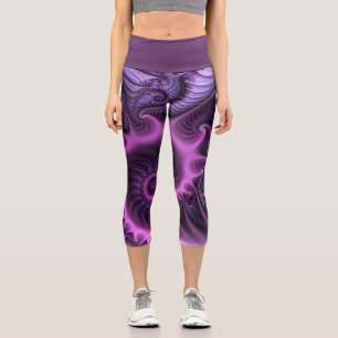 Leggings Capri Vivid Cool Abstrait rose violet Fractal Art Spiral