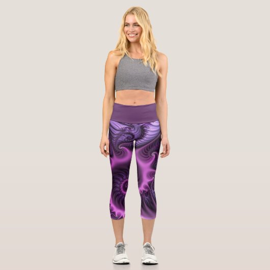 Leggings Capri Vivid Cool Abstrait rose violet Fractal Art Spiral (Recto)