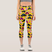 Leggings Capri Voitures de caricature jaune (Recto)