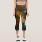 Leggings Capri Vol de libellule verte lumineuse (Recto)