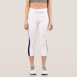 Leggings Capri Vos Initiales Taille Foncé Bleu + Blanc